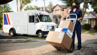 Employee delivering packages